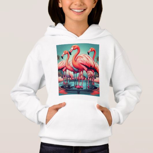 鮮やかなフラミンゴパラダイス: 驚くべきTシャツデザイン" (正面)