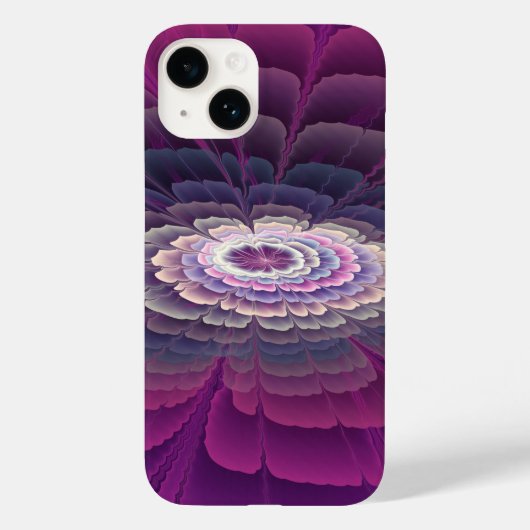 鮮やかなフラワーカラーの抽象的フラクタルアート ピンク Case-Mate iPhoneケース (裏面)