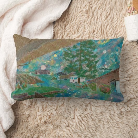鮮やかなフランスの町並み庭園風景 ランバークッション (ブランケット)