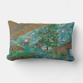 鮮やかなフランスの町並み庭園風景 ランバークッション