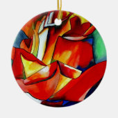 鮮やかなフランス自由のバラの水彩画アート セラミックオーナメント (正面)