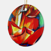 鮮やかなフランス自由のバラの水彩画アート セラミックオーナメント (左)