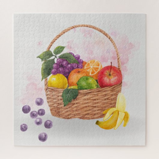 鮮やかなフルーツバスケット 水彩画アート ジグソーパズル (縦)