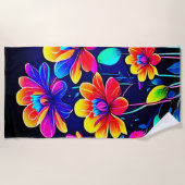 鮮やかなフローラブーケ ビーチタオル (正面)