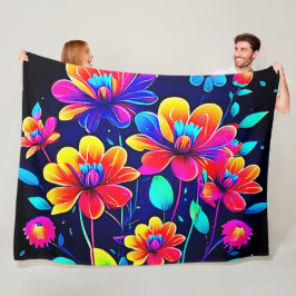 鮮やかなフローラブーケ フリースブランケット