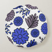 鮮やかなブラウン&深いブルーフローララウンドピロー ラウンドクッション (裏面)