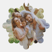 鮮やかなブルゴーニュ雪の結晶ハッピーホリデイズ写真 オーナメントカード (裏面)