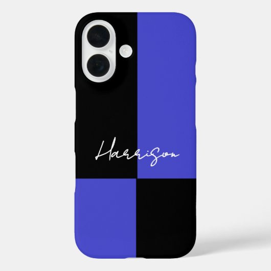 鮮やかなブルーとブラックのカスタマイズケース Case-Mate iPhoneケース (裏面)