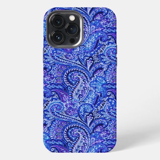 鮮やかなブルーのペイズリー模様 iPhoneケース (裏面)