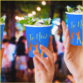 鮮やかなブルーのモダンなテクノロジー卒業式 紙コップ