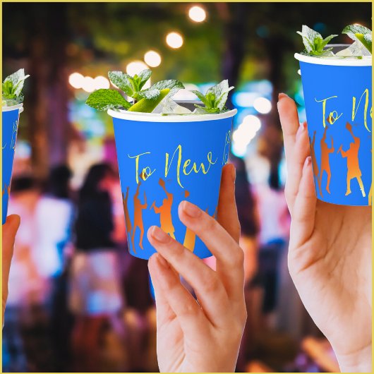 鮮やかなブルーのモダンなテクノロジー卒業式 紙コップ