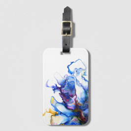 鮮やかなブルーの抽象的な流体アート アゲート ラゲッジタグ