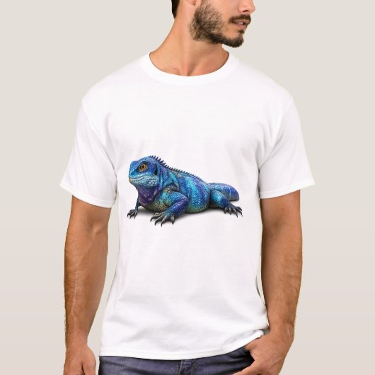 鮮やかなブルーイグアナのグラフィックTシャツ Tシャツ (正面)