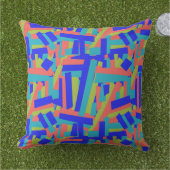 鮮やかなブルーグリーンのサンゴの抽象的パッチ アウトドアクッション (芝生)