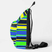 鮮やかなブルー、ライム、イエローソーストライプのバッグ スリングバッグ (右)