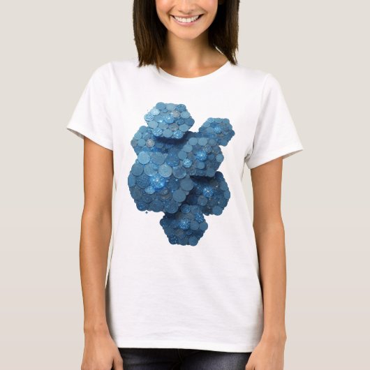 鮮やかなブルー BLUE COINS 大胆なデザイン Tシャツ (正面)