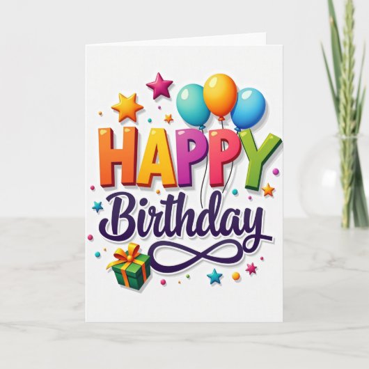 鮮やかなブロック 誕生日カード カード (正面)
