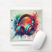 鮮やかなヘッドホ芸術的ン マウスパッド (マウス)