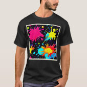 鮮やかなペイントスプラッターアートの爆発 Tシャツ (正面)