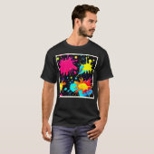 鮮やかなペイントスプラッターアートの爆発 Tシャツ (正面フル)