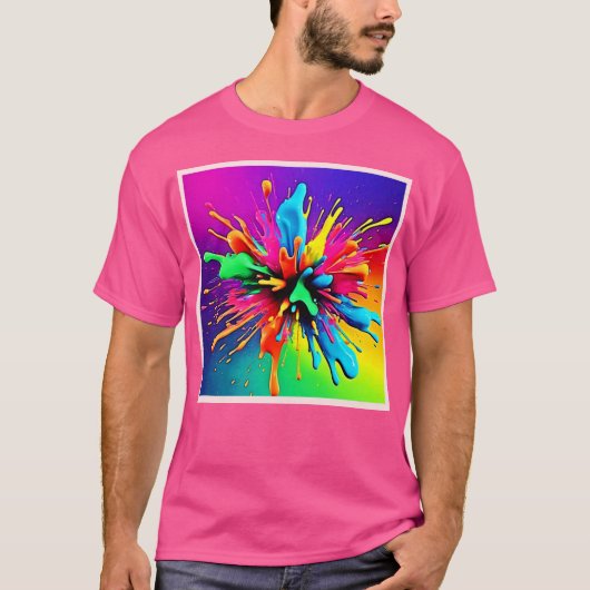 鮮やかなペイントバーストデザイン Tシャツ (正面)