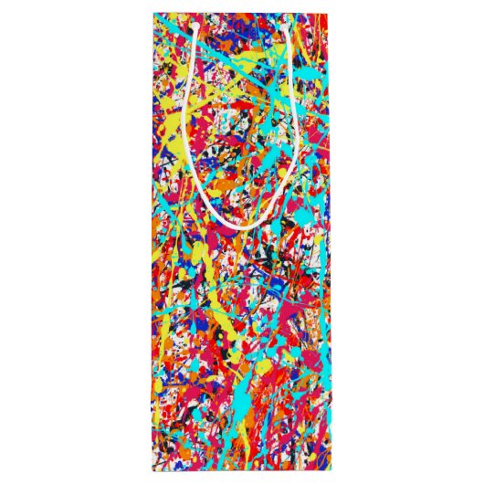 鮮やかなペンキの（ばちゃばちゃ）跳ねるの抽象芸術 ワインギフトバッグ (裏面)