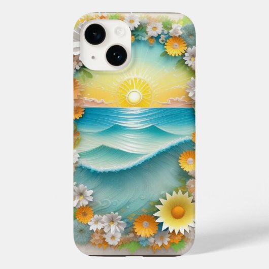 鮮やかなペーパークラフトの海洋波の情景 Case-Mate iPhoneケース (裏面)