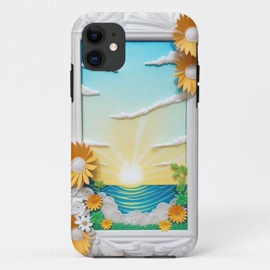 鮮やかなペーパークラフトの海洋波の情景 Case-Mate iPhoneケース (裏面)