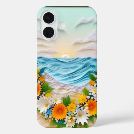 鮮やかなペーパークラフトの海洋波の情景 Case-Mate iPhoneケース (裏面)