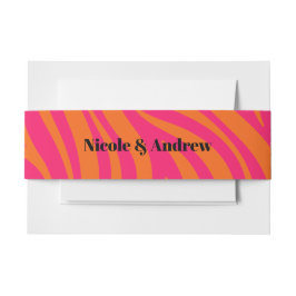 鮮やかなホットピンクとオレンジの抽象的なデザインに名前を入れて 招待状ベリーバンド