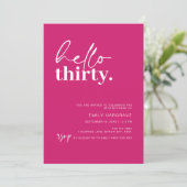 鮮やかなホットピンクのハロースターティー 30歳の誕生日パーティー 招待状 (スタンド正面)