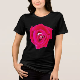 鮮やかなホットピンクのバラの花グラフィックTシャツ トライブレンドTシャツ