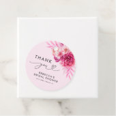 鮮やかなホットピンクの花柄のウェディングシャワーのお礼 フェイバータグ (インサイチュ)