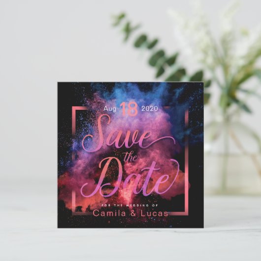 鮮やかなホリの粉のデザイン セーブザデート (スタンド正面)