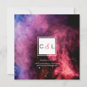 鮮やかなホーリーの粉のデザイン セーブザデート (裏面)