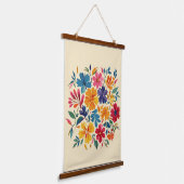鮮やかなボタニカル ブルーム: 花の壁紙 吊り下げ型タペストリー (傾斜あり)