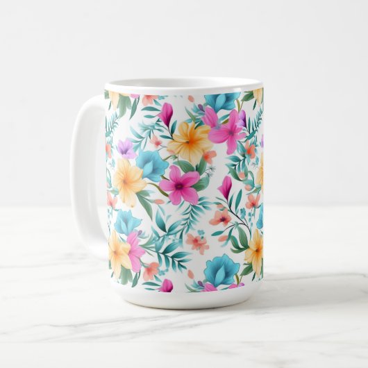 鮮やかなボタニカル ワイルドフラワー – カラフルな花卉  コーヒーマグカップ (正面左)