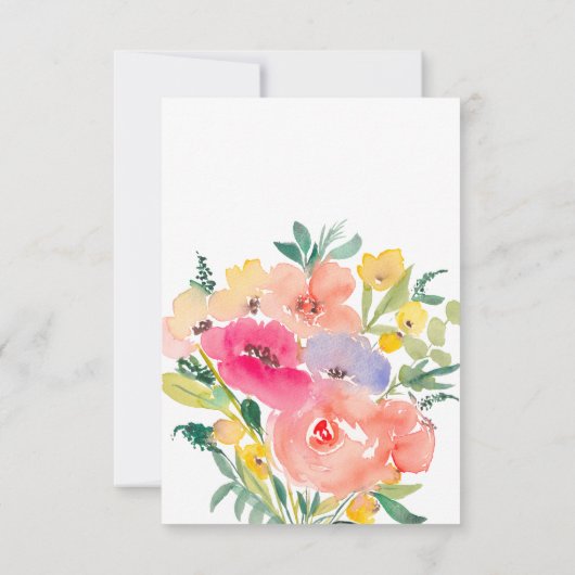 鮮やかなボヘミアンガーデンの花のウェディングシャワー サンキューカード (裏面)