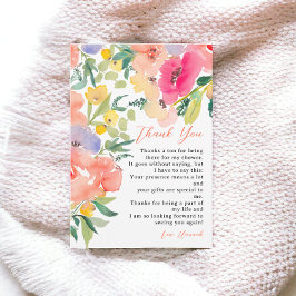 鮮やかなボヘミアンガーデンの花のウェディングシャワー サンキューカード