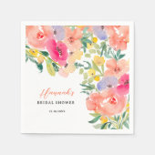 鮮やかなボヘミアンガーデンの花のウェディングシャワー スタンダードカクテルナプキン (正面)