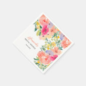 鮮やかなボヘミアンガーデンの花のウェディングシャワー スタンダードカクテルナプキン (角)