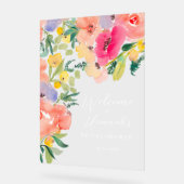 鮮やかなボヘミアンガーデンの花のウェルカム アクリルサイン (傾斜)