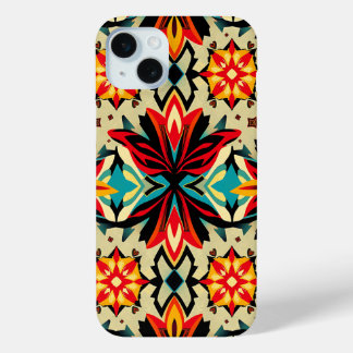 鮮やかなボヘミアン・フォークアート風スマホケース iPhone 15 MINIケース