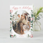 鮮やかなボホ レッド ハッピー ホリデー フォト カード (スタンド正面)