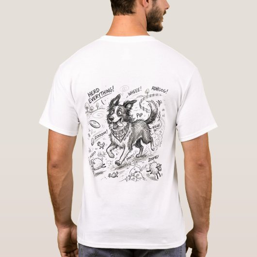 鮮やかなボーダーコリー: マイクロマネージャー Tシャツ (裏面)