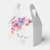 鮮やかなボーホー水彩花とゴールドのグリーン フェイバーボックス (裏面サイド)