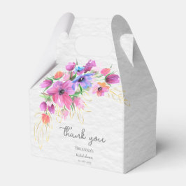 鮮やかなボーホー水彩花とゴールドのグリーン フェイバーボックス