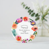 鮮やかなボールドフラワーのリース・ウェディングウォーターカラー 招待状 (スタンド正面)