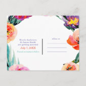 鮮やかなボールドフラワーリース・水彩 Save the Date 案内ポストカード (裏面)