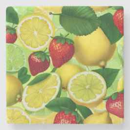 鮮やかなポップアートのフルーツ ストーンコースター